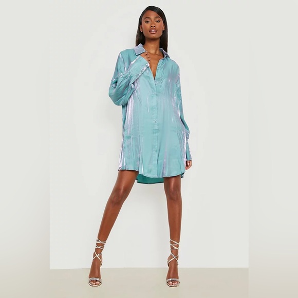 Boohoo Dresses & Skirts - Boohoo Shimmer Shirt Dress
